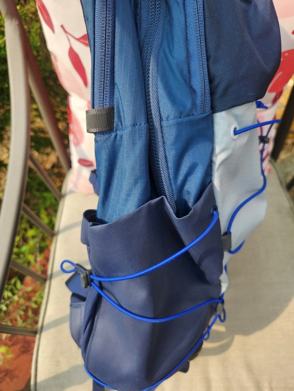 The North Face Borealis Backpack in Navy and Light Gray with Blue Bungee EUC